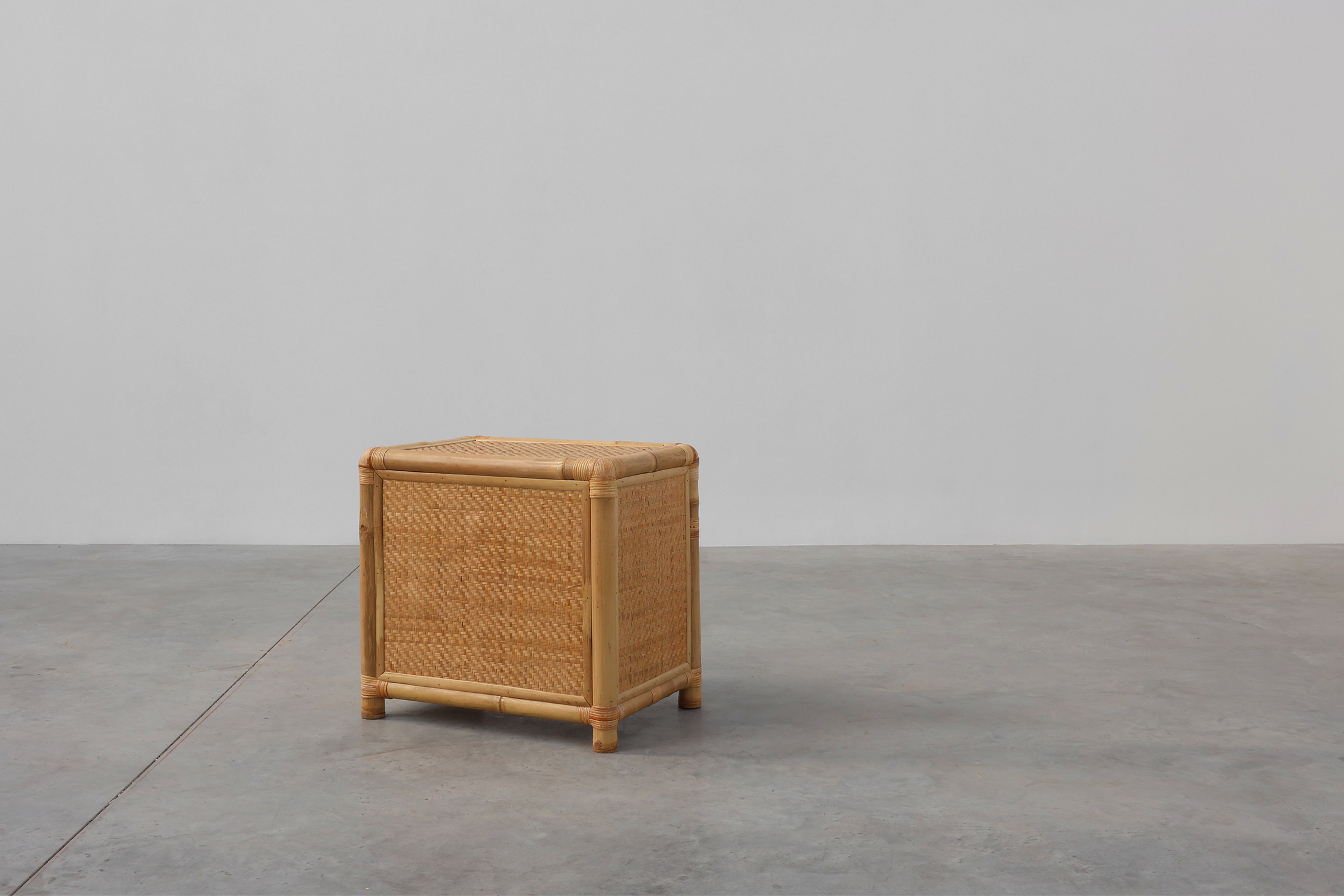 Italian 1970s bamboo and wicker chest of drawers or nightstandthumbnail